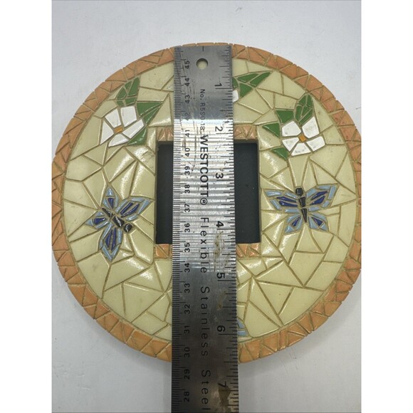 Tile  Mosaic butterflies flowers  Picture Frame Blue White Yellow - Picture 7 of 7